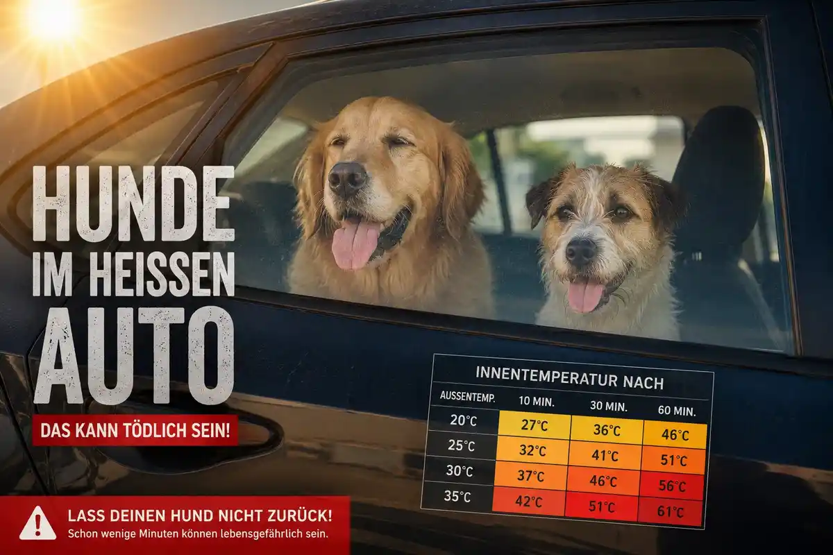Zwei Hunde im heißen Auto – Warnung vor lebensgefährlicher Hitze